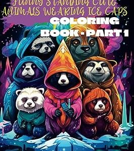 Funny Standing Cute Animals Wearing Ice Caps Coloring Book - Part 1: Fantastic Funny Standing Cute Animals Wearing Ice Caps, Black & White Coloring Book For Kids And Adults
